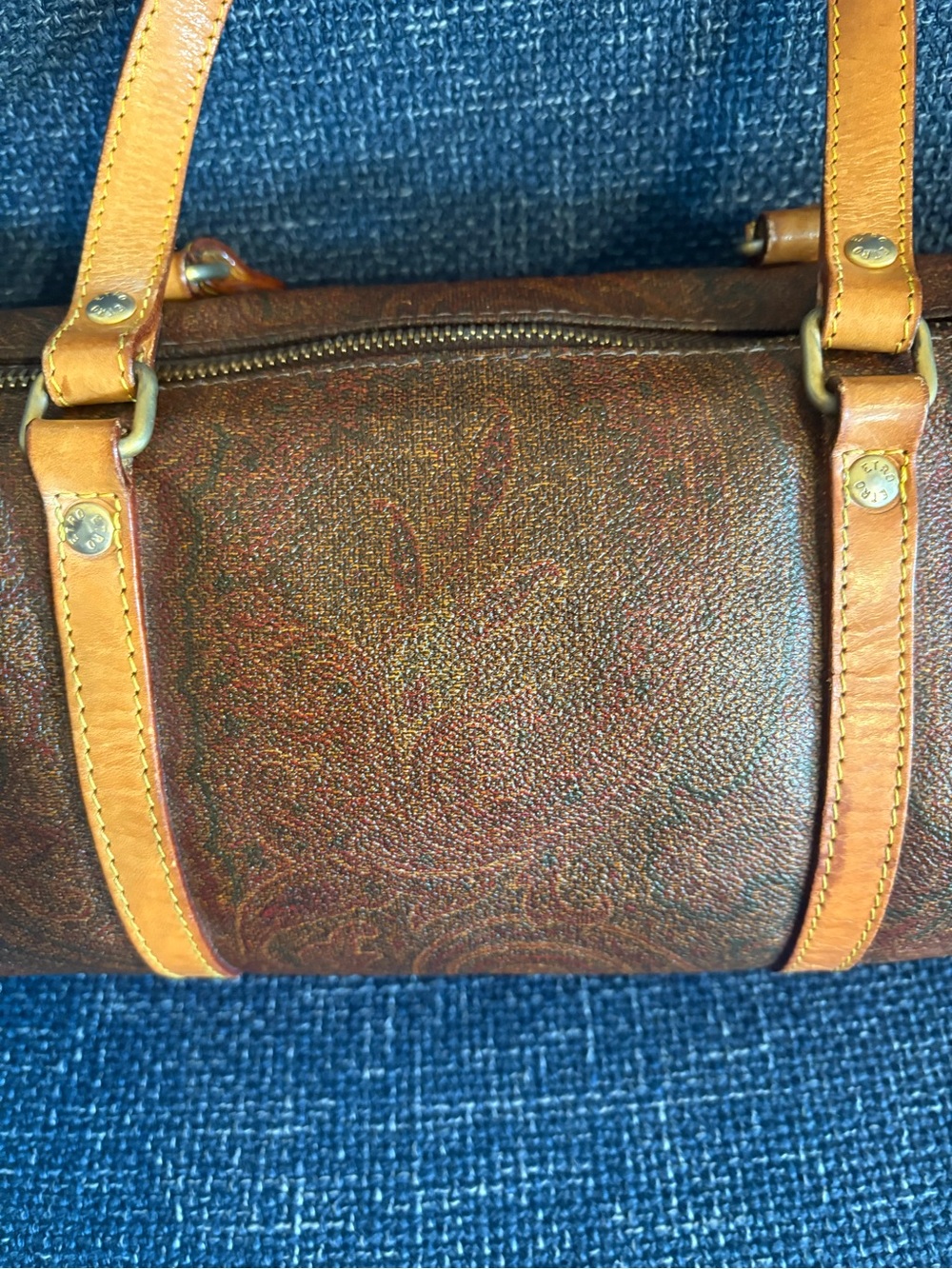 ETRO Milano Paisley Papillon Barrel Bag | Vintage Made in Italy - Picture 7 of 14